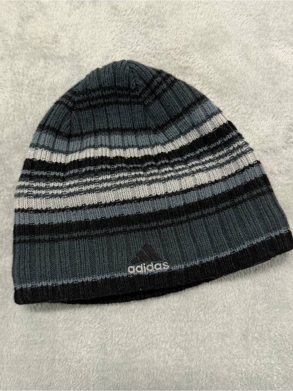 Vtg 2000’s Adidas Striped Knit Beanie Skull Cap Streetwear Adult OSFM